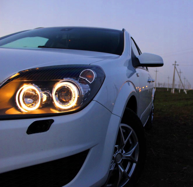 фото №12, Opel astra h 04-10 лампи фари перед передні depo black кільце лінзи