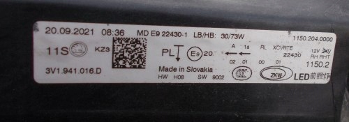 фото №13, Skoda superb iii lift лампа перед правая full led оригинал europa