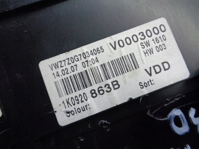 фото №10, Набір стартовий vw golf v 3 двері 2.0 tdi 2007 rok