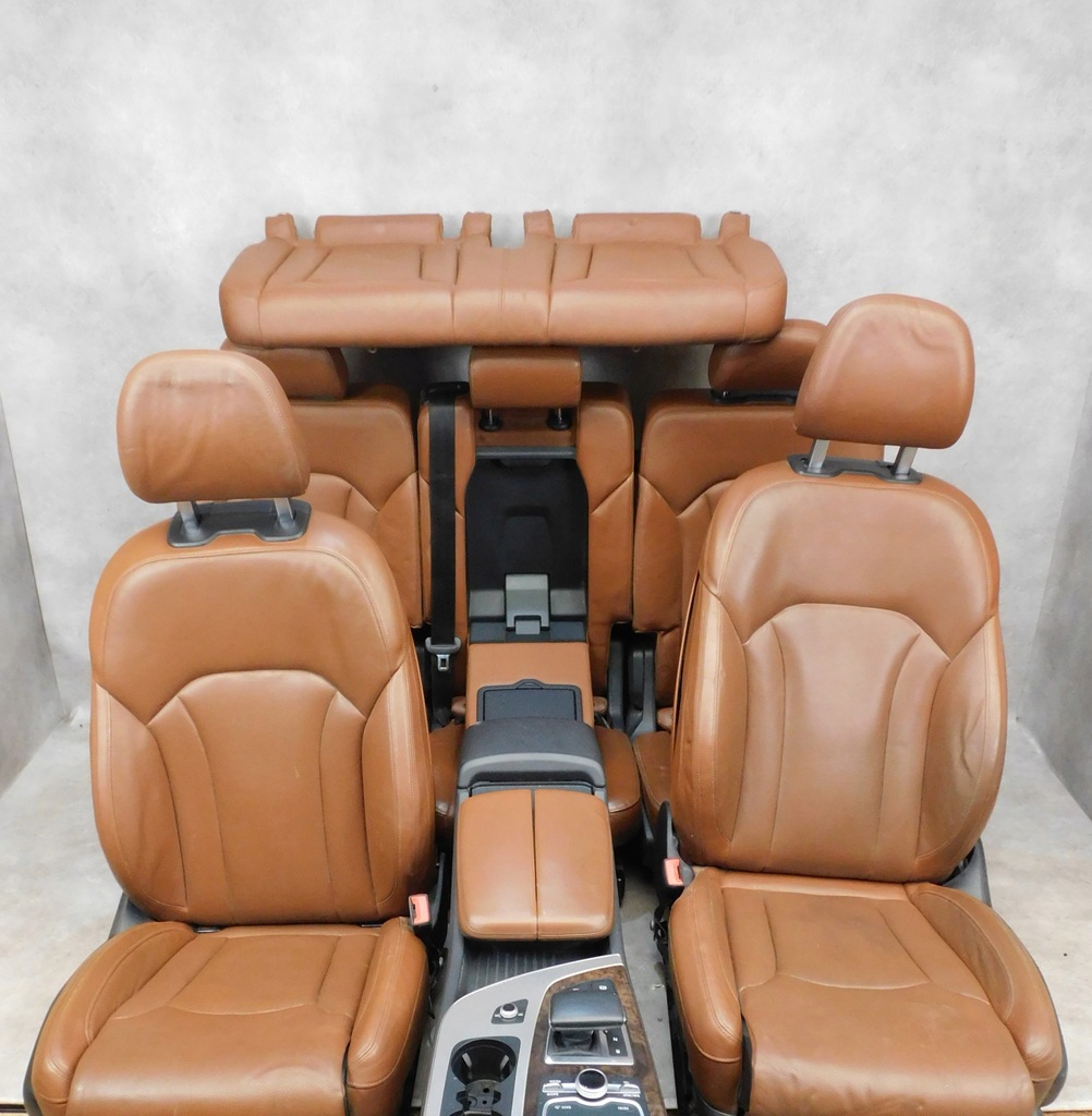 фото №12, Audi q7 4m сиденья заднее сиденье обшивки коричневые 7 человек