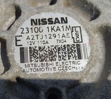 Генератор nissan juke f15 рестайлинг  1.6 бензин a2tj1291ae 23100-1ka1m 110a Недорого