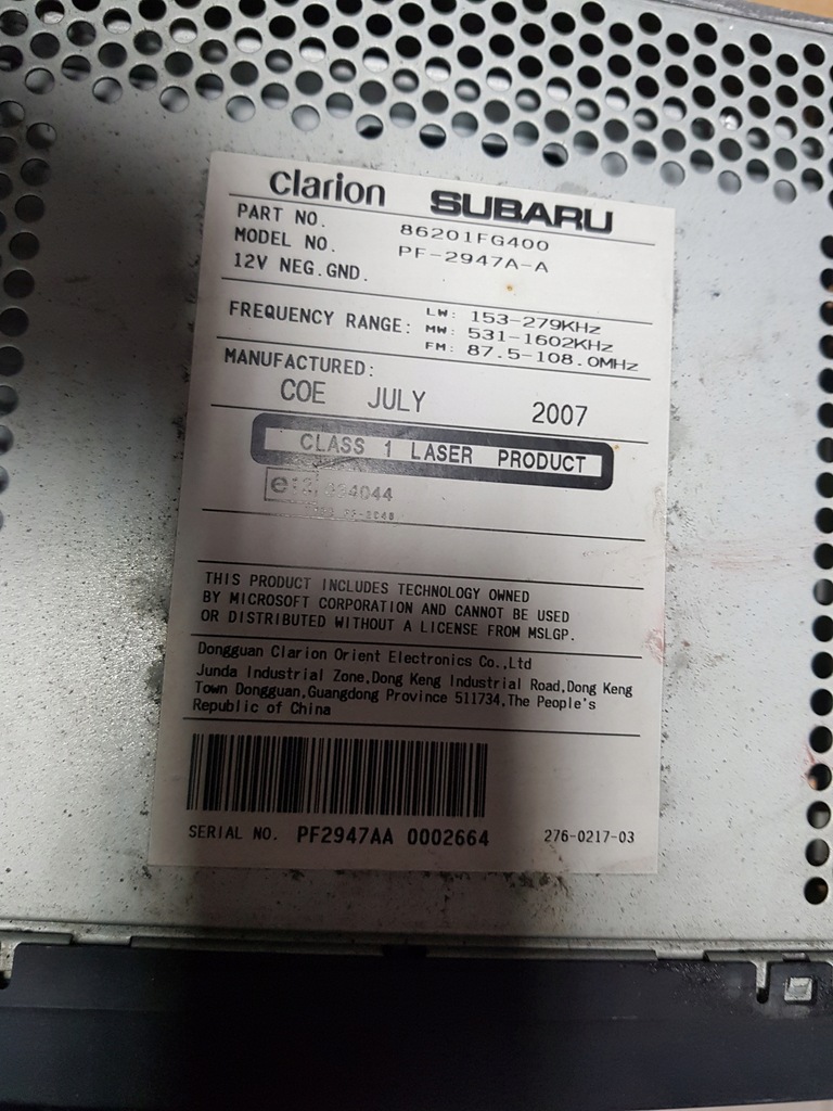 фото №2, Радіо subaru 86201fg400