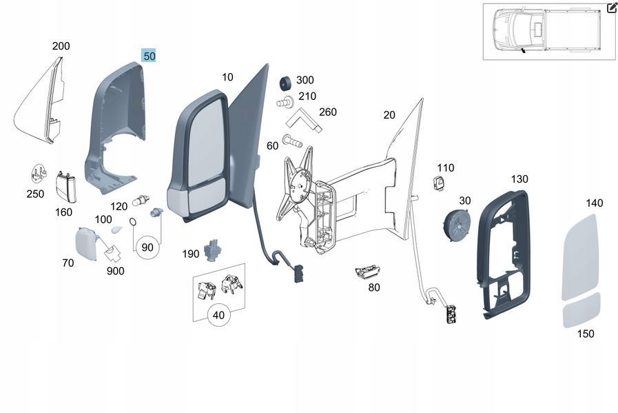 фото №4, Корпус дзеркало зовнішнього сторона ліва mercedes sprinter 907 910