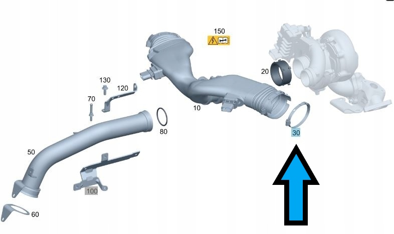 Купити Хомут трубка витратомір mercedes om642 a0009959710