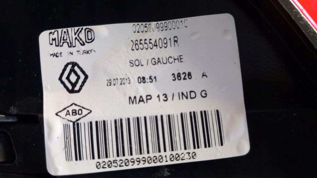 фото №12, Renault clio iv лампа задняя левая + штекер bydgoszcz 265554091r