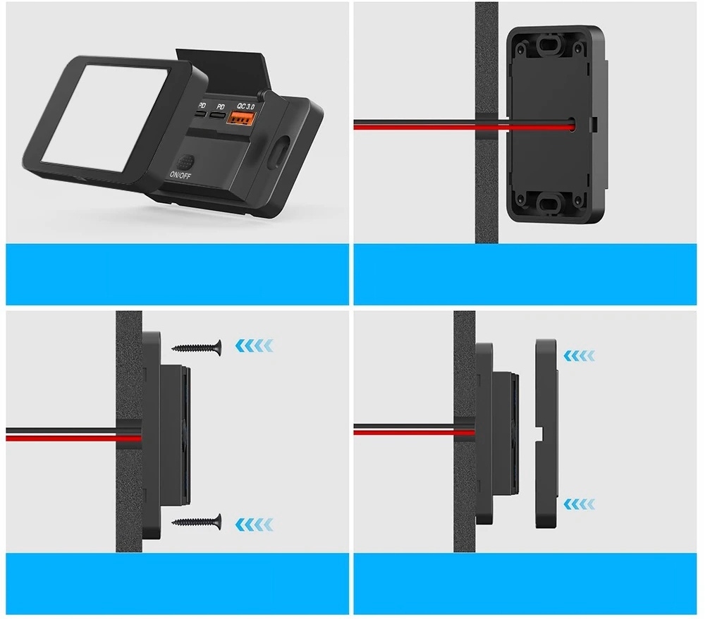 Разъём автомобильные монтажные 12v 24v 4 usb pd qc 3.0 on off 96w крышка Цена