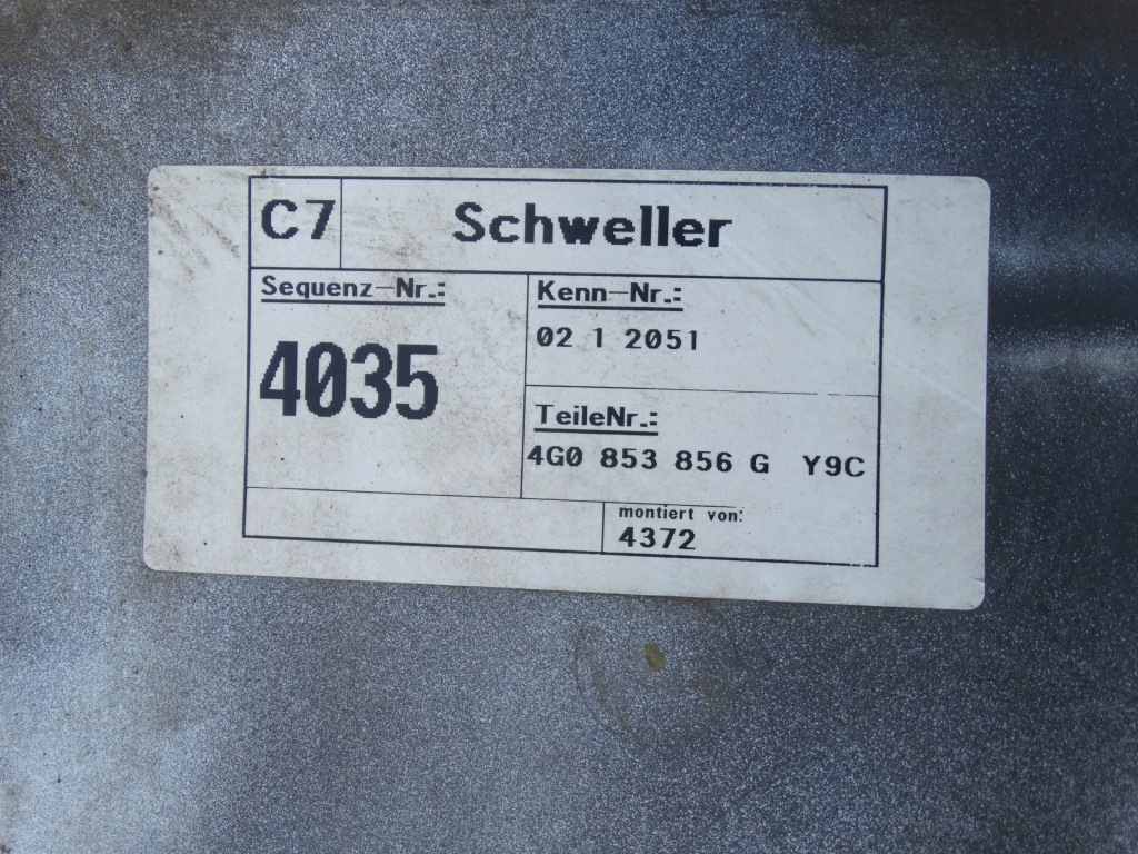 Купити Audi a6 c7 накладка накладка поріг права ly9c 4g0853855g білий поріг правий