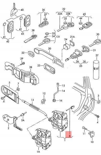 фото №1, Тягa замка двері vw p. golf plus 05-14 'vw seat caddy golf plus lupo 3l