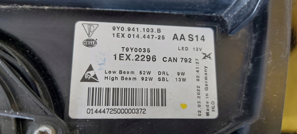 фото №13, Фара лівий porsche cayenne 9y0941103b