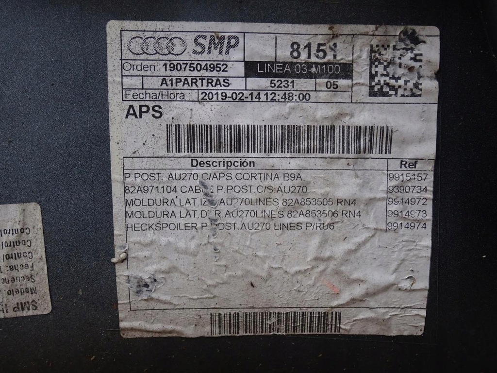 фото №11, Audi a1 82a 2018- бампер задня задній kompletny парктронік pdc джгут lb9a