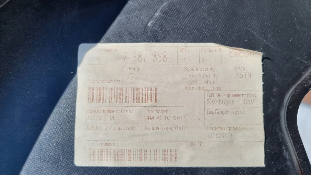 фото №10, Mini f57 cabrio 14- защита подкрылок правый перед org