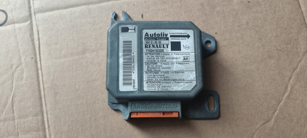 фото №1, Датчик подушка безпеки 7700415232k renault megane scenic