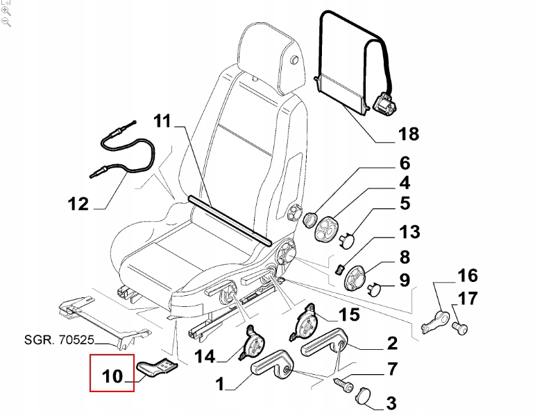 фото №1, Кронштейн ручка сидіння чорний alfa romeo 159 новий оригінальний номер 184041160