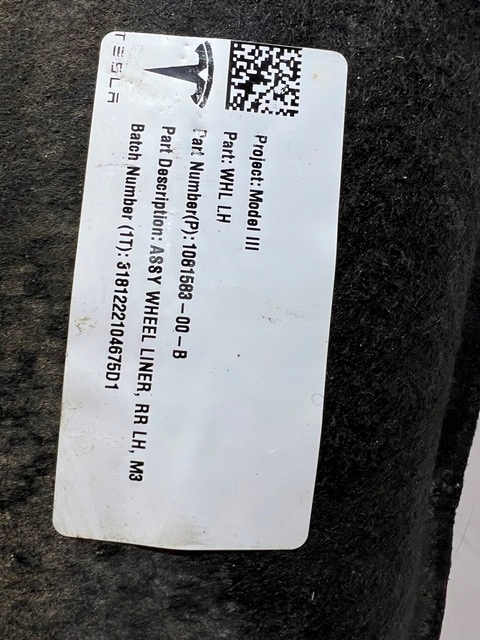 фото №3, Tesla model 3 подкрылок левая задняя задние nowe