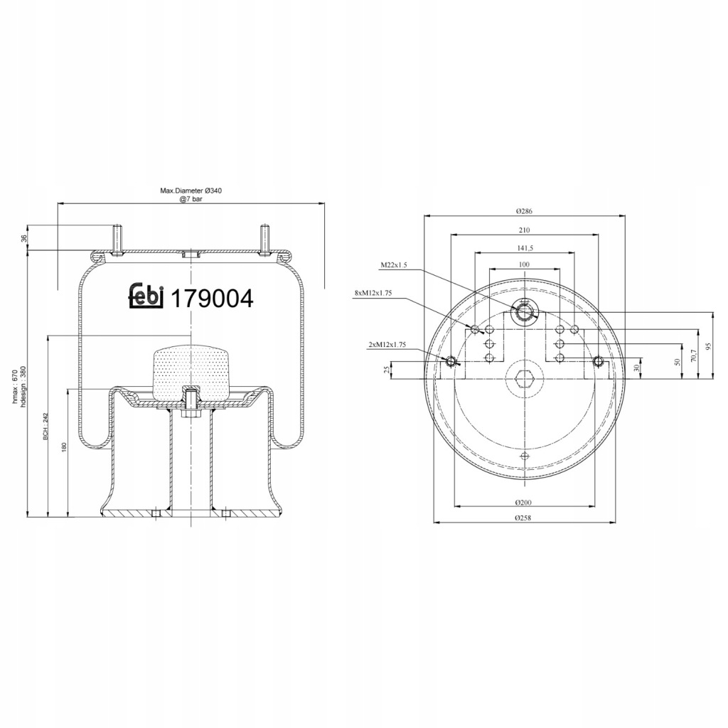 фото №1, Пневмоподушка підвіска пневматичний febi 179004