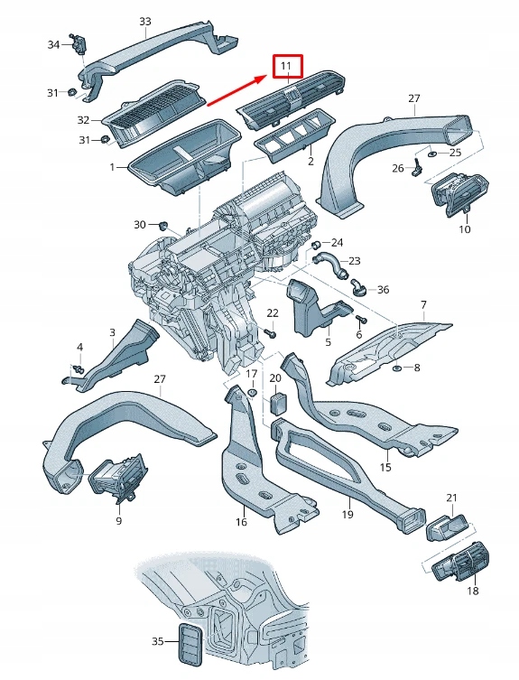 фото №1, Audi q3 f3 приборная панель приборная центральная воздуховод воздуха rhd 83c8209036ps