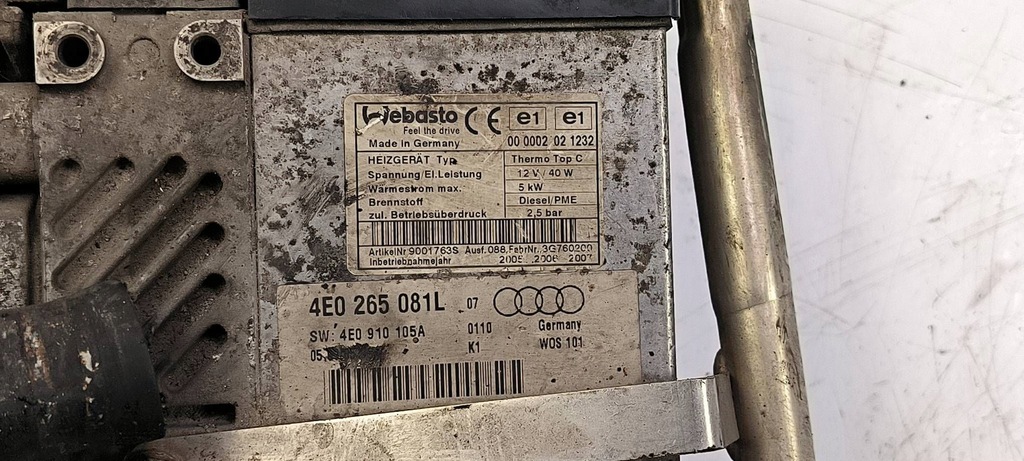 фото №8, 4e0265335 audi a8 s8 d3 4e 4134 tdi 2005 обогреватель стояночный webasto