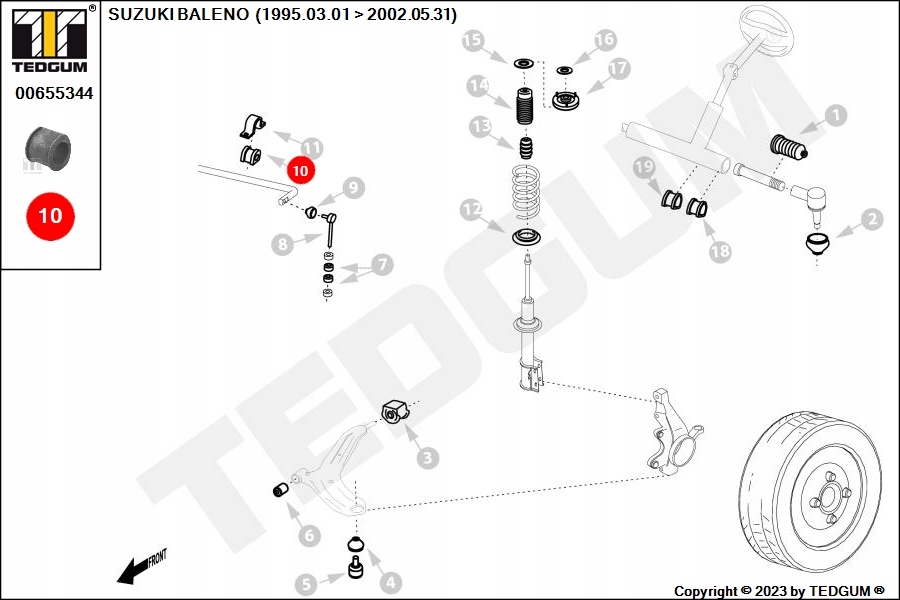 фото №14, Гумовий елемент стабілізатора. suzuki p. baleno 95-02 23mm