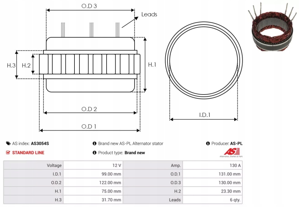 As-pl uzwojenia генератора as3054s as Доставка