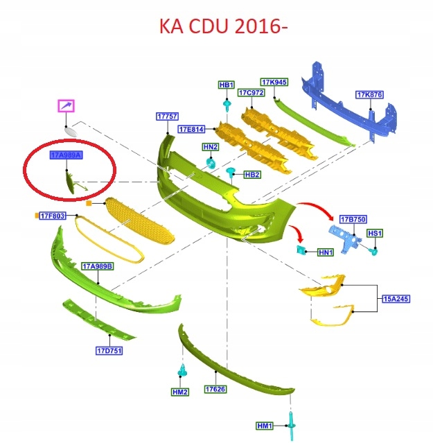 фото №4, Заглушка бампера фаркоп перед ford ka cdu 2016