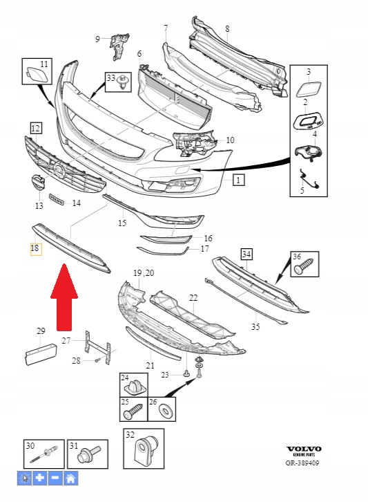 фото №1, Средняя решётка volvo оригинальный номер 31323858