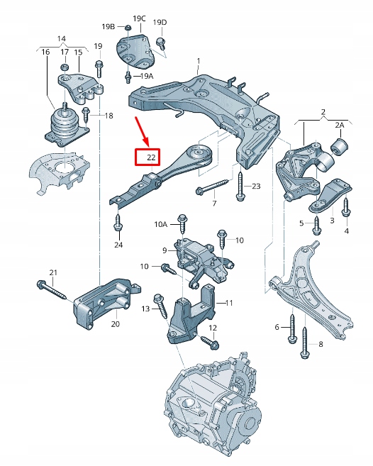 фото №1, Skoda rapid nh rear axle support 6q0199851aj