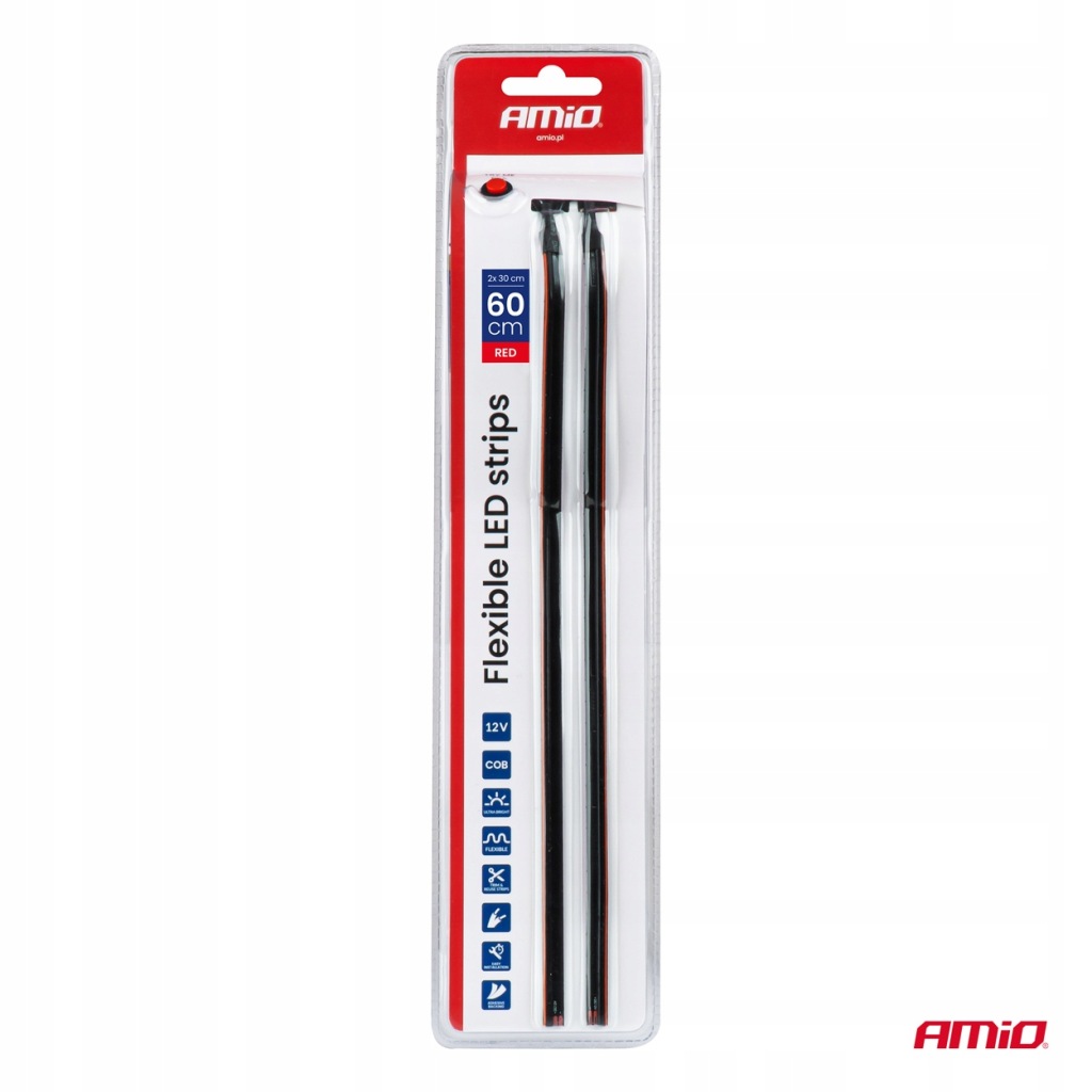 Купити Ремені led бічний amio гнучкий 2x30cm 12v червоні try me автомобіль