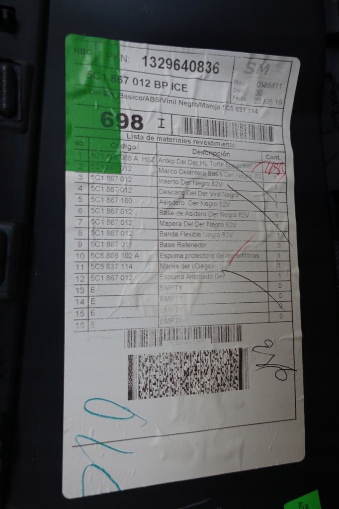 фото №6, Vw beetle оббивка обшивка двері правий перед права передня шкіра ambiente