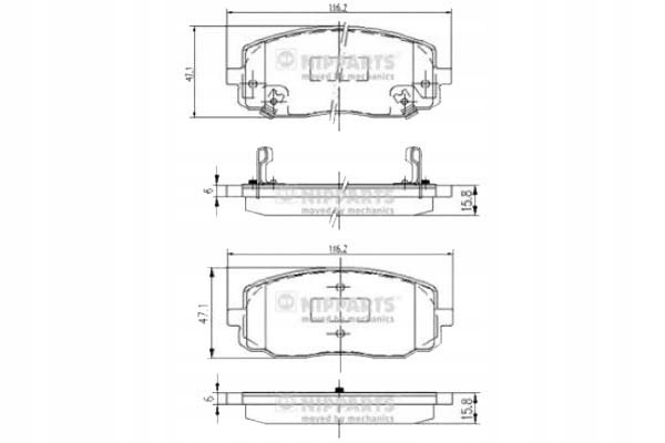 фото №1, Nipparts тормозные колодки тормозные hyundai i10 1.1 nipparts