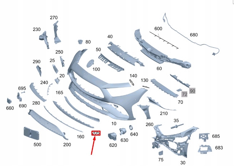 фото №7, Молдинг бампера перед a2578856304 mercedes cls w253
