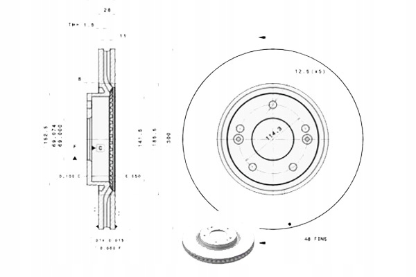 фото №1, Brembo тормозные диски тормозные 2szt hyundai veloster 1.6