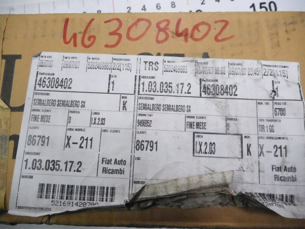 Приводной вал левая fiat ducato boxer jumper оригинальный номер 46308402 с Разборки