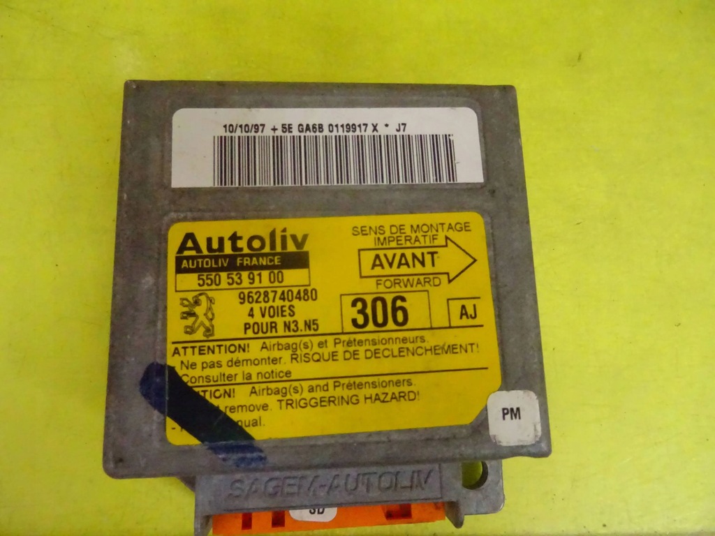 фото №1, Модуль датчик подушка безопасности peugeot 306 9628740480 nr1424