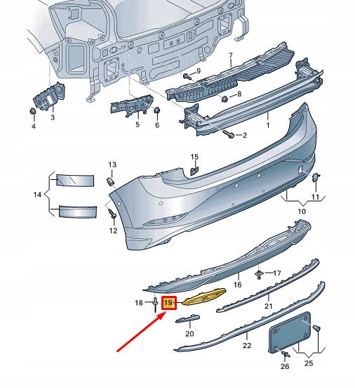 фото №1, Vw polo mk6 17-22 r-line задний spoier спойлер накладка бампера