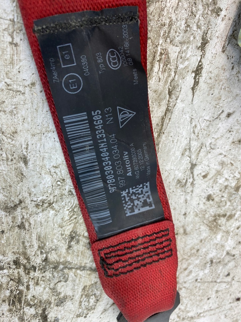 фото №7, Porsche 997 pas безпеки правий indischrot