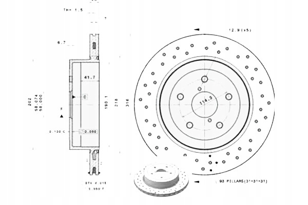 фото №1, Brembo тормозные диски тормозные перфорированные subaru impreza