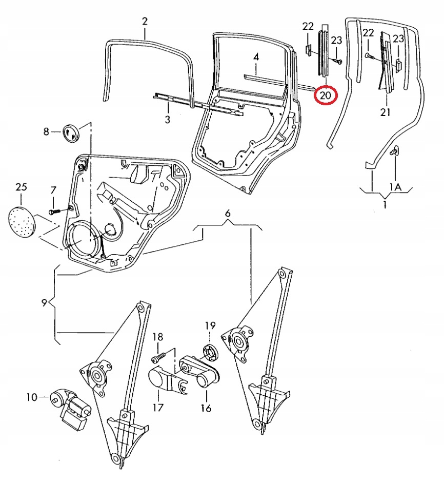 фото №4, Рамка окно дверь правый задняя passat b5 3b0839902