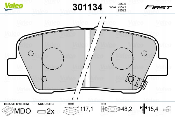 фото №2, Тормозные колодки тормозные задняя valeo do kia sorento i 2.5