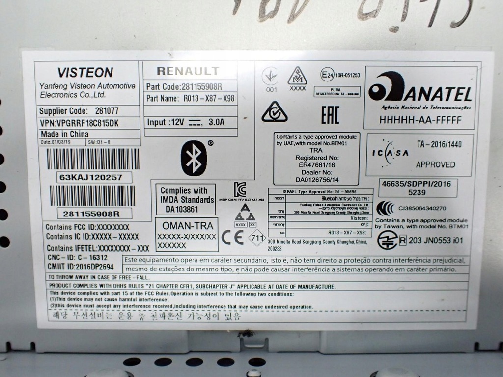 фото №7, Радіо заводський оригінал lift 281155908r renault clio iv 19r