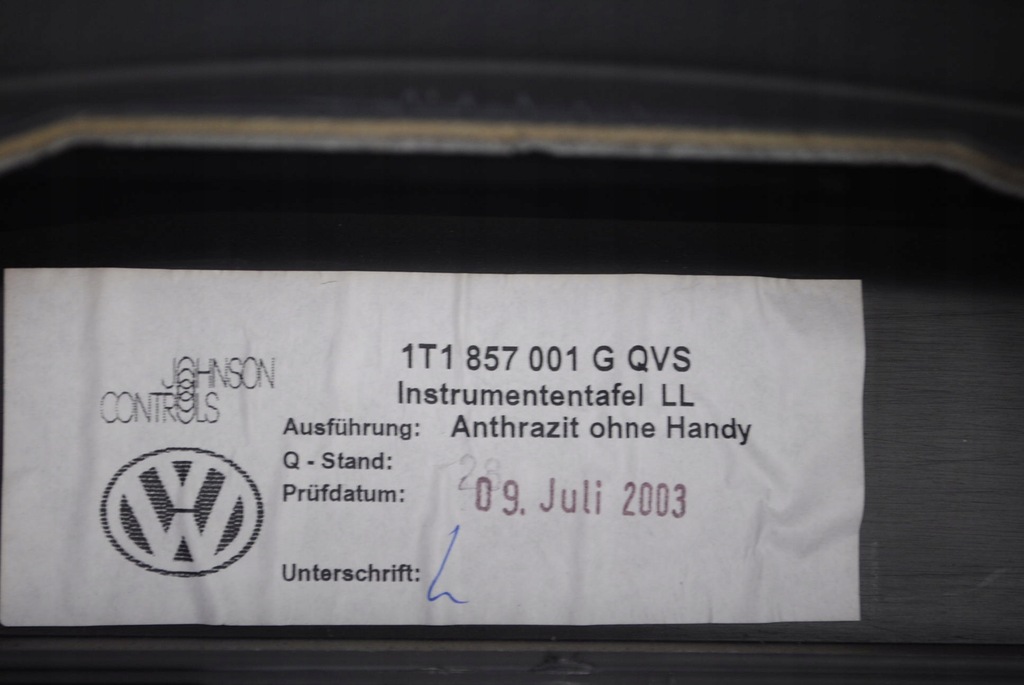 фото №8, Панель приладів приладова консоль панель приладів 1t1857001g vw touran i