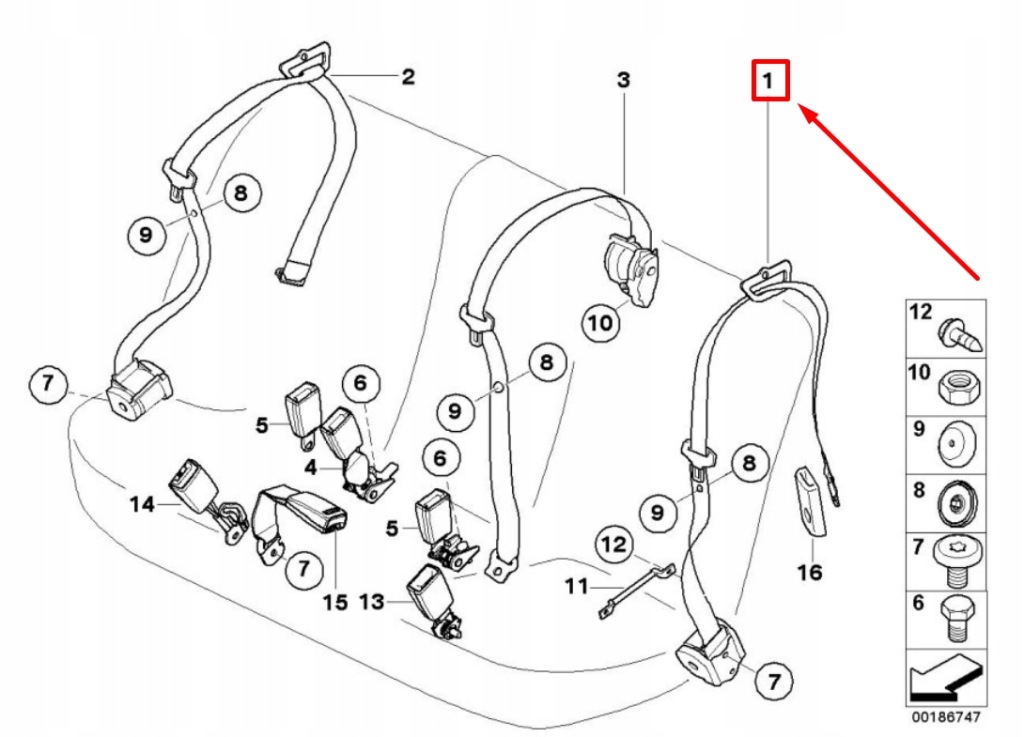 фото №5, Bmw x5 e70 rear left ремень безопасности 7171175 72117171175