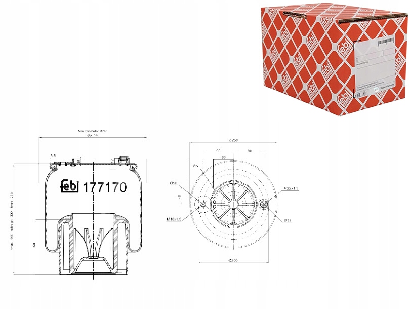 фото №1, Febi bilstein пневмоподушка підвіска пневматичний основа пластикова
