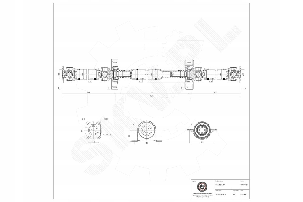 фото №1, Skv wał приводной - mercedes vito - a6394103106