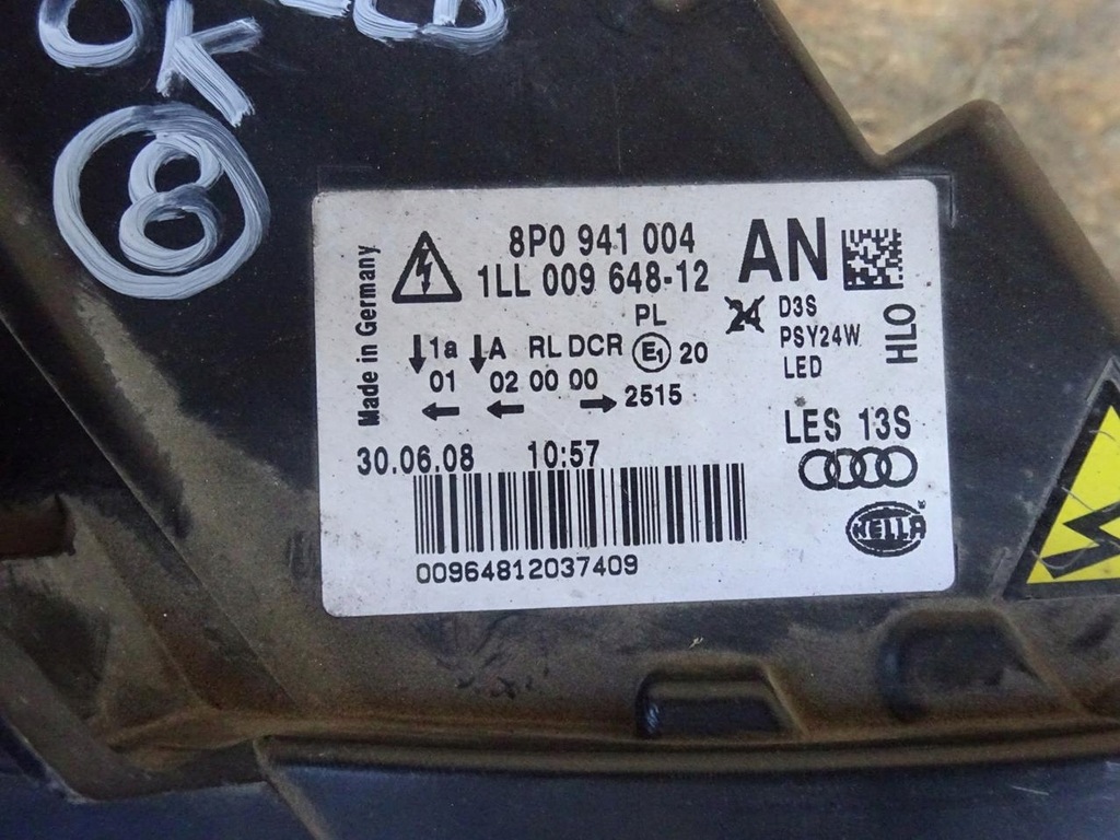 фото №9, Audi a3 s3 rs3 8p lift лампа права перед передня bixenon led 8p0941004an