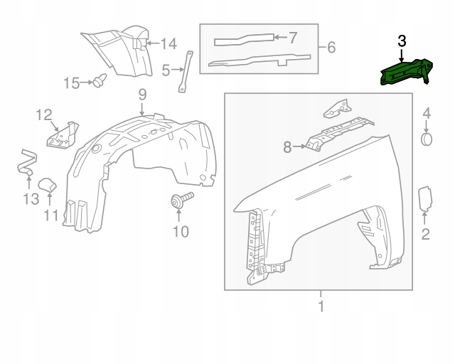 фото №6, Chevrolet silverado gmc sierra 14-19r кронштейн кронштейн крила rh oem