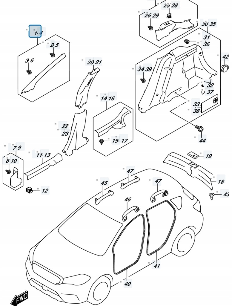 фото №10, Suzuki sx4 s-cross 18r 1.4t lift захист обшивка стійка a правий перед