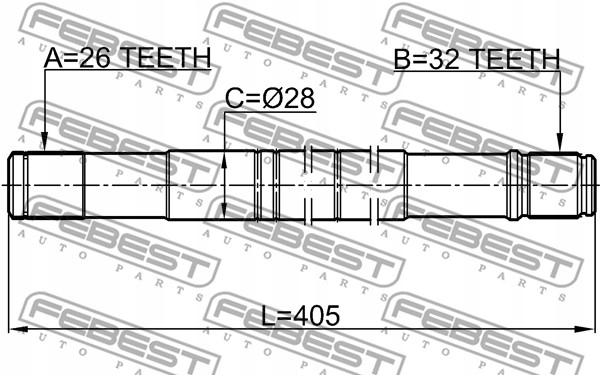 Приводной вал левая 32x405x26 febest 2112-cb4lh Цена