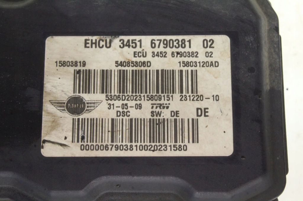 Насос abs mini cabrio r57 6790381 1.6l бензиновий 128kw 2009 Зі Шроту