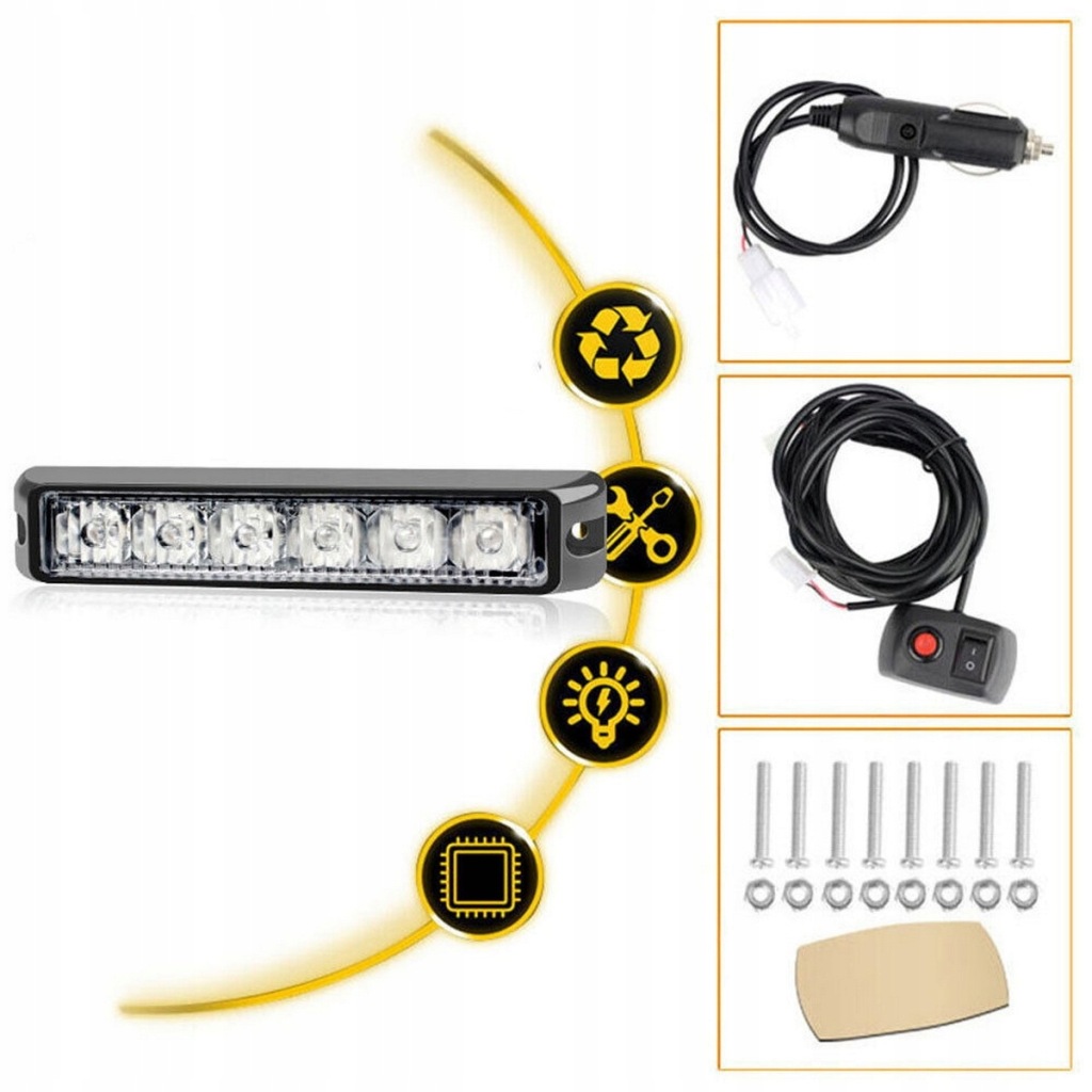 4x фари попереджувальні stroboskop pomoc евакуатор led 12v водонепроникний ip67 Ціна