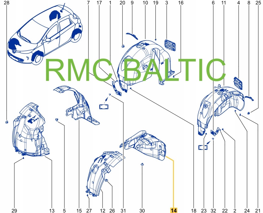 фото №16, Nowe оригінальний номер підкрилок лівий перед renault zoe z.e 638430739r